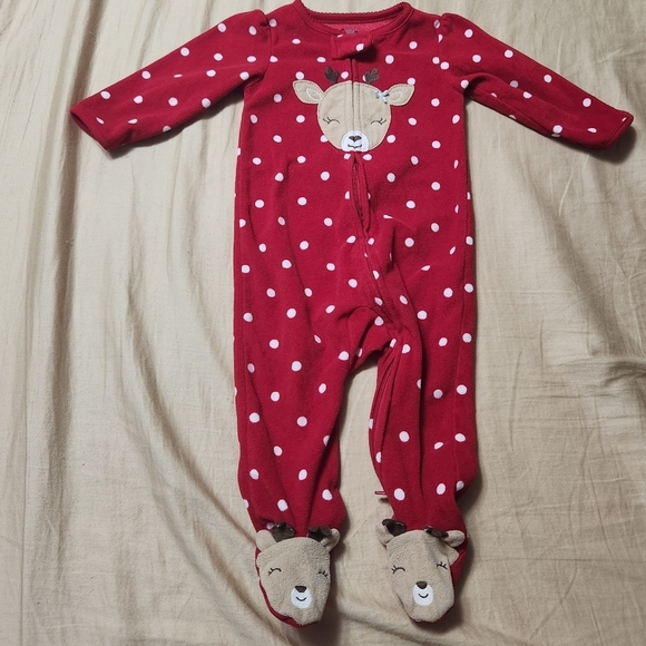 Girls Christmas footed‎ pajamas size 6-9 months - Picture 1 of 7